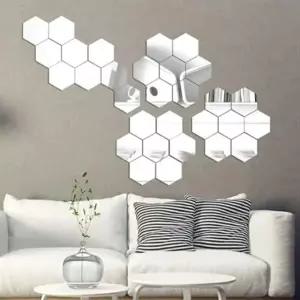 붙이는거울 화장실 현관 감성 아크릴 거울 12개 실버 (WFJPW3C)