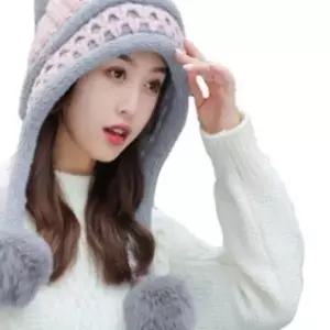 귀덮개 니트 비니 남녀공용 포근한 귀마개 폼폼 모자 (WFJ522G)