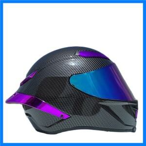 안전 오토바이 단일 렌즈 풀 페이스 헬멧 여성과 남성 레이싱 모토크로스 헬멧 보라색 탄소 섬유 헬멧 ECE