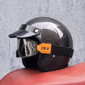 바이크 오토바이 반모헬맷 탄소 섬유 레트로 복고풍 엔틱 헬멧 3/4 오픈 페이스 빈티지 사계절 하프