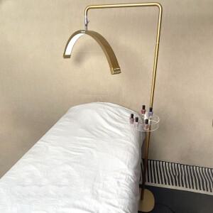 [호환품]푸시투 플로어 스탠딩 45W 28인치 LED 반달형 링 필 라이트 (투명 트레이 포함) 속눈썹 연장 타투