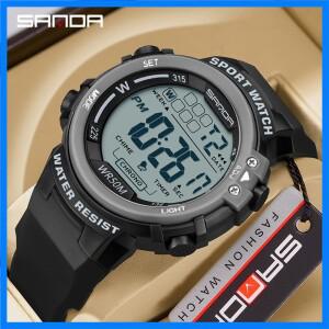 SANDA 야외 군사 G 스타일 남자 시계 LED 디지털 알람 시계 패션 스포츠 듀얼 디스플레이 손목 시계 50M 방
