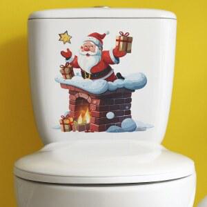 만화 산타 클로스 굴뚝 벽 스티커, 크리스마스 변기 장식, 홈 장식 접착 축제, 새해 벽화 자체 데칼