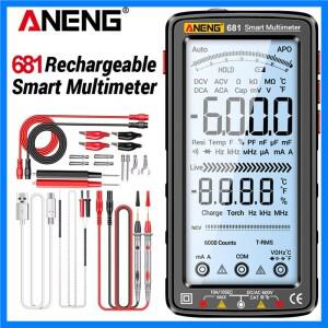 ANENG 681 충전식 디지털 전문 멀티 미터 비접촉 전압 테스터 AC/DC 전압 측정기 LCD 화면 전류 테스터