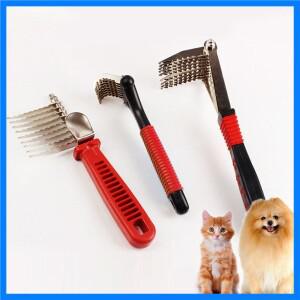 애완 동물 오픈 매듭 빗 Dematting Razor Rake Brush 개 빗 손질 도구는 매듭을 제거합니다. 매트 모피 및