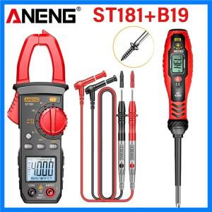 ANENG 클램프 미터 멀티미터 4000 카운트 디지털 ST181+B19 AC 전류 전압 테스터 전류계 Hz/커패시턴스/NCV