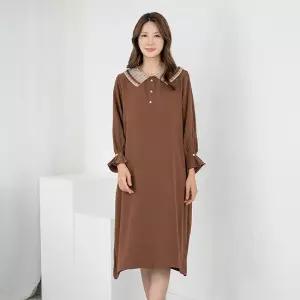 엄마옷 노방 주름 카라 정장 원피스 1GHJ24691 중년여성 마담 60 70대  빅사이즈 할머니