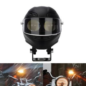 1개 바이크 오토바이 LED 스포트라이트 풀페이스 헬멧 모양 전구 듀얼 렌즈 흰색 노란색 헤드라이트 안개등