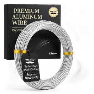 Mr. Pen- 15 게이지 알루미늄 공예 와이어 1.5mm 32.5피트 보석 제작 조각 꽃 화환 크리스마스 장식 비딩