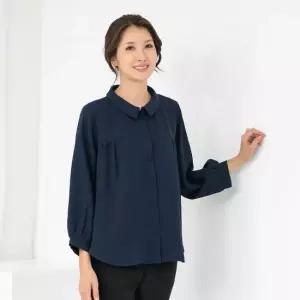 엄마옷 무지 카라 셔링 긴팔블라우스 1GHJ24315 중년여성 마담 60 70대  빅사이즈 할머니