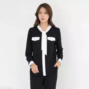 엄마옷 배색 타이 긴팔 블라우스 1GHJ24645 중년여성 마담 60 70대  빅사이즈 할머니