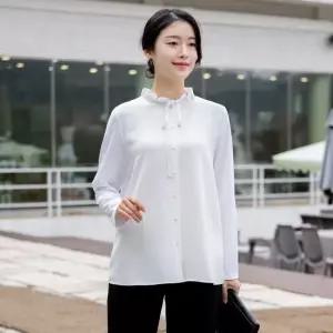 엄마옷 셔링 리본 오픈 블라우스 1GHJ24884 중년여성 마담 60 70대  빅사이즈 할머니