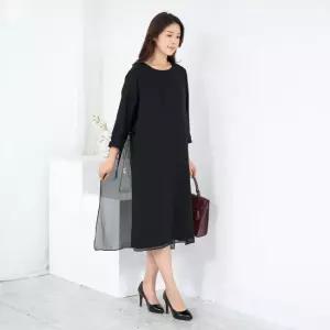 엄마옷 이중 쉬폰 라운드 롱원피스 1GHJ24129 중년여성 마담 60 70대  빅사이즈 할머니