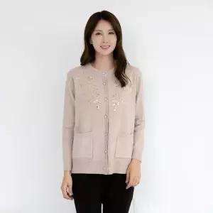 엄마옷 라운드 비즈플라워 니트 가디건 1GHJ24611 중년여성 마담 60 70대  빅사이즈 할머니