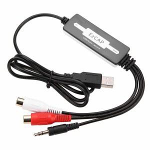 [미국배송] USB 오디오 캡처 레코더 카드: 턴테이블 LP/카세트 테이프 오디오를 MP3/WAV 디지털 음악 변환기 어댑터로 변환 XP/VISTA/7/8/8.1/10 지원