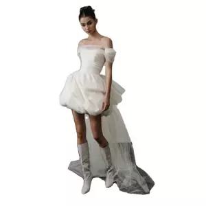 미니 웨딩드레스 오프숄더 스냅 원피스 촬영