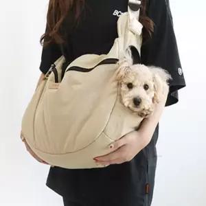 다온58 강아지 슬링백 베이지 L 안착형백 착용형백 슬림캐리어