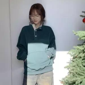 [다잇템] 여자 FW 보온 콘트라스트 하프집업 포근한 맨투맨