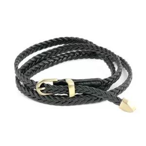 여성 슬랙스 정장 바지 슬림핏 고급 가죽벨트 블랙 색상 스타일리시 벨트 (WFJ6V74)