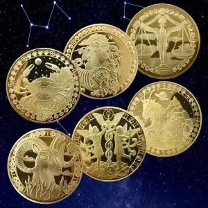 별자리 황금동전 행운 아이템 행운의 장식품 선물 (WFK65MH)