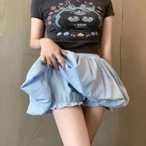 5컬러 여름 러블리 호박미니스커트 허리밴딩 벌룬치마 (WFJ73Z7)