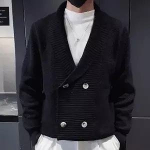 남자 캐주얼 루즈핏 단추 긴팔 더블 버튼 카라 가디건 (WFK6DOK)