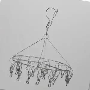 미니 스텐 집게형 원형 건조대 20구 실내 세탁 도구 신혼 필수 아이템 (WFK6LGA)