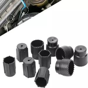 Qurbuns 10 PCS A/C 충전 포트 캡 밸브 코어 13mm 및 16mm 멀티 사이즈 저압/고압 양호한 밀폐형 에어컨