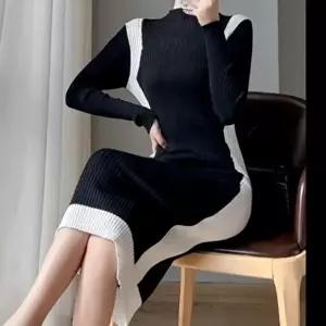 니트 인기 슬림핏 진주벨트세트 롱 감성 원피스 치마 (KYR-WFGV929)