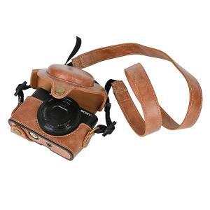 소니 RX100 M3 M4 M5 M6 용 카메라 가방 PU 가죽 케이스 (어깨 끈 포함)