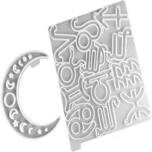 조디악 표지판을 형성하는 시멘트 장식 펜던트 주얼리 제작용 쉬운 릴리스 실리콘 몰드 2종