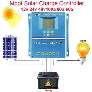 60A 80A 100A Mppt 12V 24V 48V 자동 태양열 충전 컨트롤러(LCD 디스플레이 포함) 납산/리튬 배터리용 태