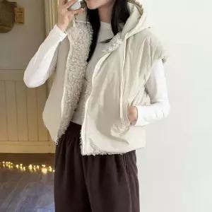 [하프클럽/]여자 덤블 리버시블 FW 후디 클래식 패딩조끼