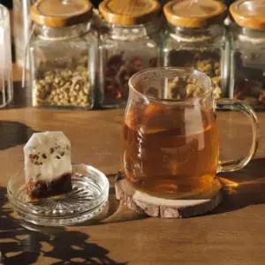 내열 티머그 유리잔 300ml 허브 티백 세트 필터 거름망 홍차 찻잎 다기 투명한