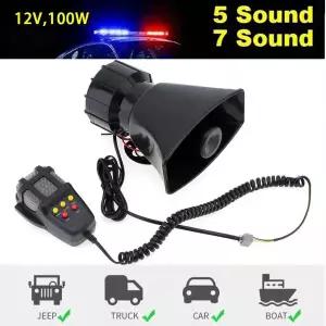 에어혼 화물차 크락션 자동차 경보 소리 비상 사이렌 60W 7 사운드 마이크 PA 스피커 시스템 앰프 12V