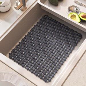 스테인리스 세라믹 싱크대용 QiCaiJia 주방 싱크대 매트, 바닥용 PVC 프로텍터 식기 및 유리 제품 배수 내구성 있고 빠른 배수, 회색 15.7 x 11.8 인치