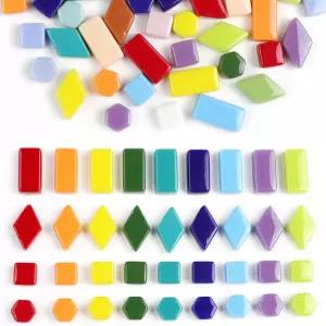 공예용 LB 혼합 모양 유리 모자이크 타일 1개 프로젝트용 컬러풀 불투명 재활용 조각 홈 데코레이션 성인