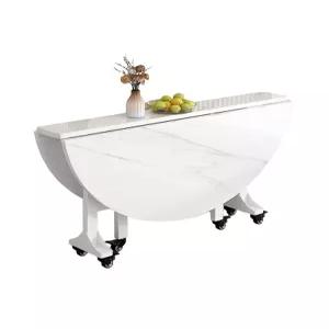 확장형 식탁 원형 거실 블랙 테이블 아파트 접이식 화이트 프레임