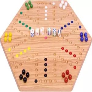 AmishToyBox.com 와후 마블 게임 보드 세트 - 16인치 와이드 솔리드 오크 우드 양면 16mm 마블과 주사위