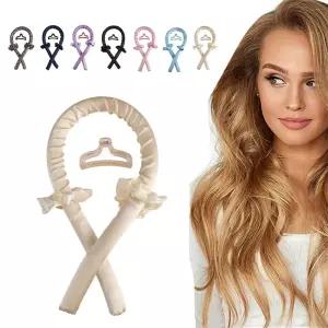 TVLAR 중/장발용 무열 헤어 컬러 여성 컬링 로드 헤드밴드(베이지) 롤러 하룻밤 동안 부드러운 폼에서 잠을