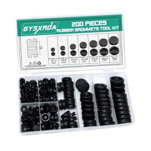 Gysxrda 고무 그로밋 키트 200팩 - 배선, 자동차, 가정용 개선 코드 파이프 와이어 정리용 7가지 크기 방화벽 구멍 플러그 (7/25, 3/8, 1/2, 5/8, 3/4,