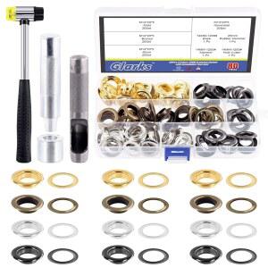 글락스 82Pcs 14MM 두꺼운 그로밋 아일렛(도구 세트 포함), 세탁기 포함 80Pcs 4가지 색상 아일렛, 패브릭, 캔버스, 커튼, 의류, 가죽 수리용 4Pc 설치 도구