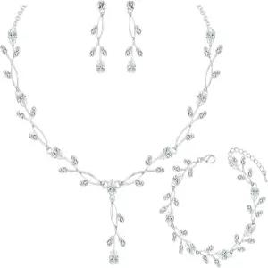 우아한 신부 주얼리 세트 클리어 큐빅 지르코니아 웨딩 목걸이 귀걸이 들러리 CZ 프롬