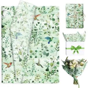 50장 꽃새 티슈 페이퍼 - 20x14인치 수채화 벌새 DIY 공예 생일 베이비샤워 결혼식 신부 샤워 티