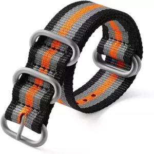 하니톤 시계줄 - 두꺼운 프리미엄 밀리터리 탄도 나일론 스타일 스트랩과 무거운 실버 스테인리스 스틸