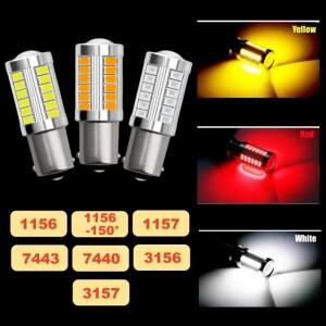 루보식 1156 5730 33SMD LED 전구 방향 지시등 램프용 흰색 P21W BAU15S 5W 7440 12V