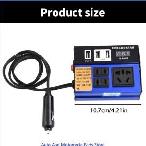 LED 디스플레이 화면 자동차 변환기 전력 인버터 12V/24V에서 110V/220V로, 차량용 충전기 4개 포트로 고효율