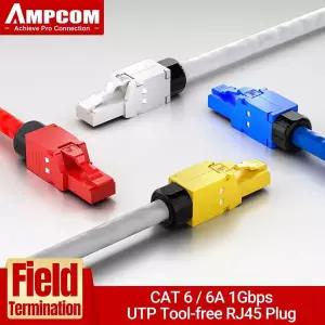 AMPCOM RJ45 커넥터 모듈러 플러그 Cat6 Cat6A UTP 스테커 네트워크 툴리스 커넥터 이더넷 플러그 케이블