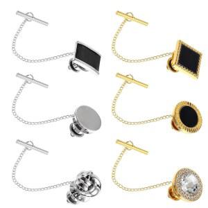 체인 타이 클립 수트 액세서리가 있는 남성 핀용 6Pc 잭 일반 결혼 기념 비즈니스 모자 생일 파티 선물