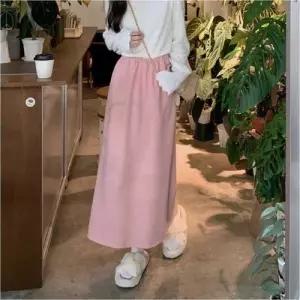 데일리룩 골지 소재 기모안감 허리밴딩 롱 스커트 WE6B95F